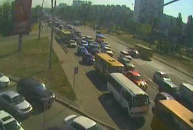 Пробки в Киеве сегодня утром с дорожных камер